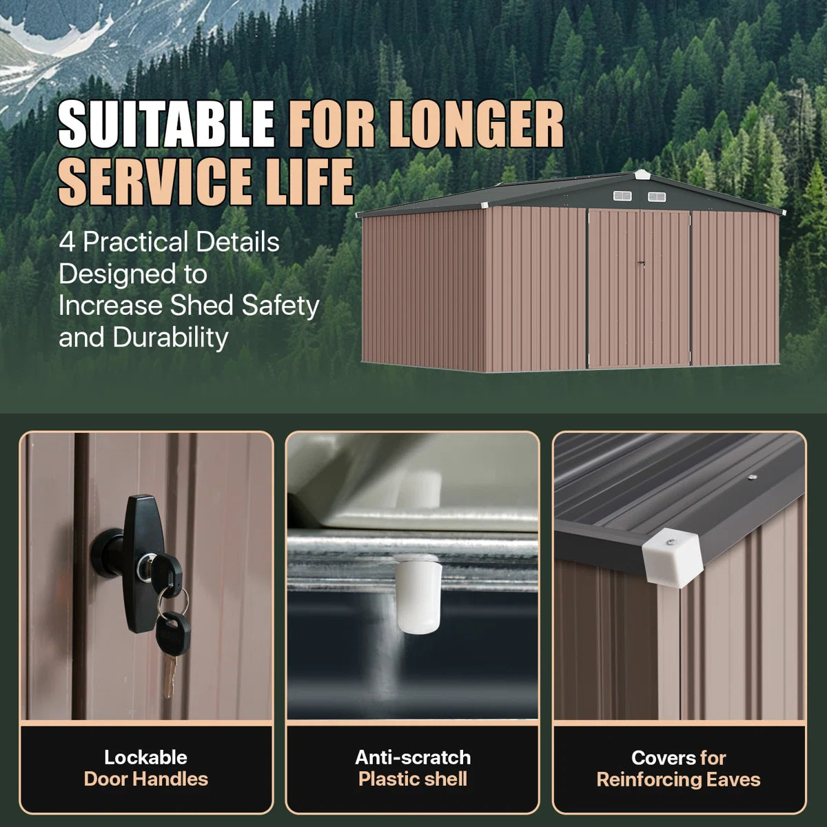 12 Ft. W X 10 Ft. D Metal Storage Shed