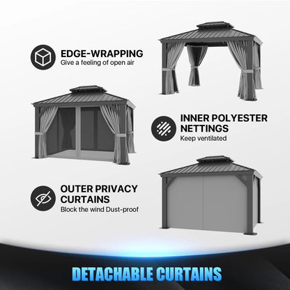 12 Ft. W X 10 Ft. D Metal With Water Guide Roof, 4.7inch Aluminum Post Patio Gazebo