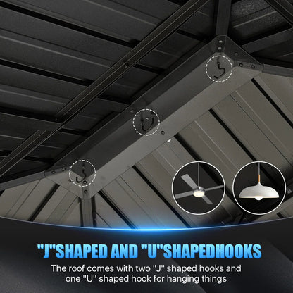 12 Ft. W X 10 Ft. D Metal With Water Guide Roof, 4.7inch Aluminum Post Patio Gazebo