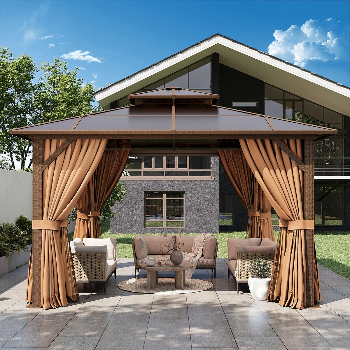 12 Ft. W X 12 Ft. D Aluminum Patio Hardtop Gazebo