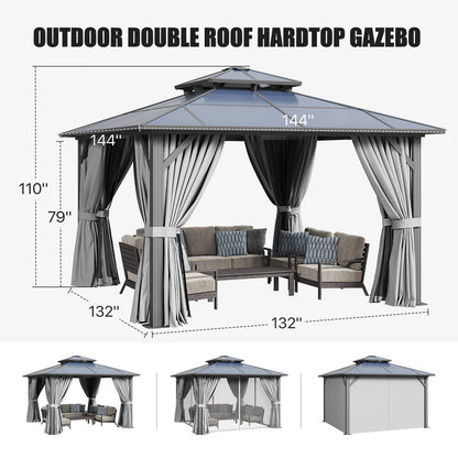 12 Ft. W X 12 Ft. D Aluminum Patio Hardtop Gazebo