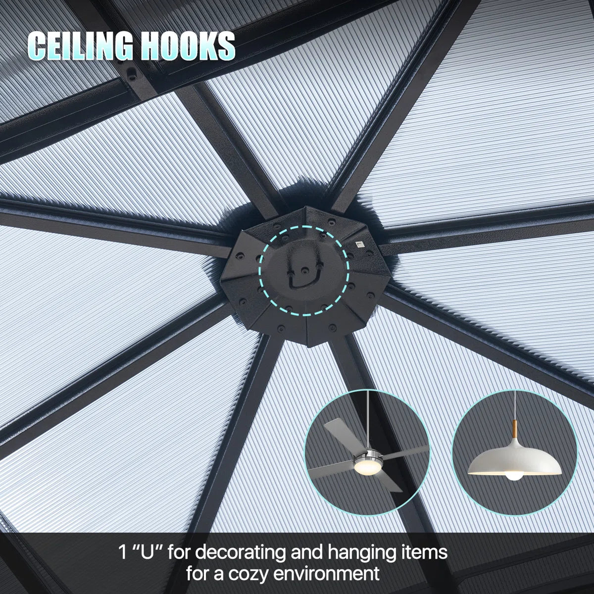 12 Ft. W X 12 Ft. D Aluminum Patio Hardtop Gazebo