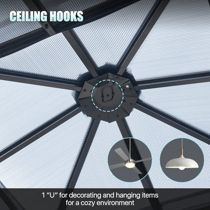 12 Ft. W X 12 Ft. D Aluminum Patio Hardtop Gazebo