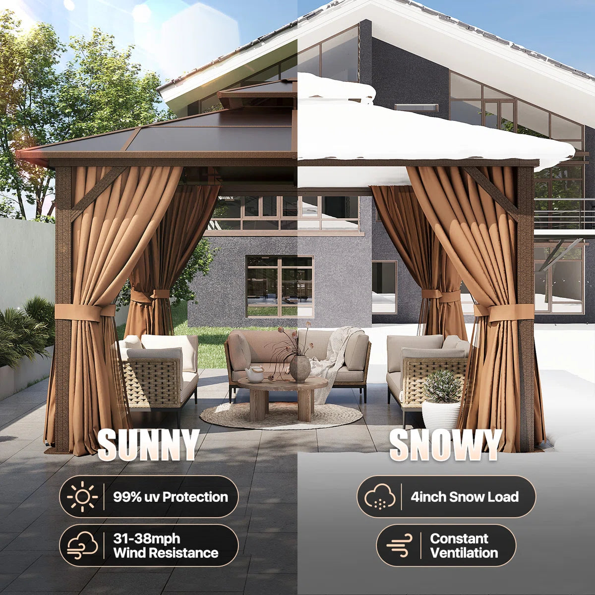 12 Ft. W X 12 Ft. D Aluminum Patio Hardtop Gazebo