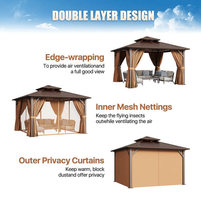 12 Ft. W X 12 Ft. D Aluminum Patio Hardtop Gazebo