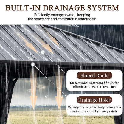 12 Ft. W X 12 Ft. D Metal With Water Guide Roof, 4.7inch Aluminum Post Patio Gazebo