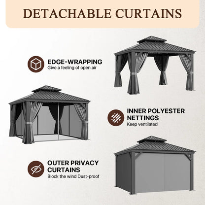12 Ft. W X 12 Ft. D Metal With Water Guide Roof, 4.7inch Aluminum Post Patio Gazebo