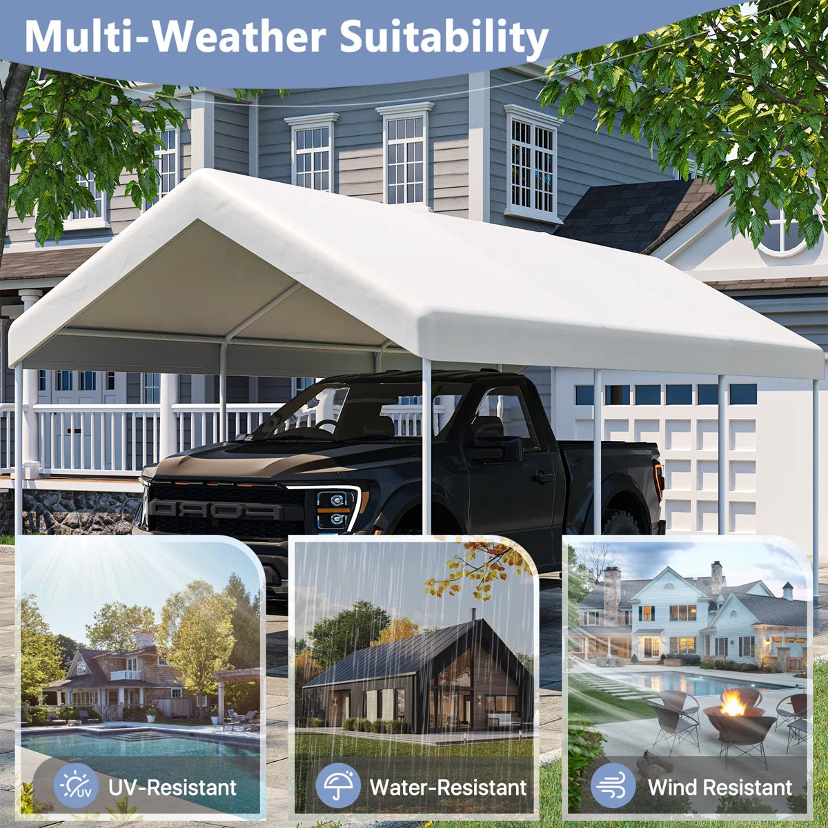 12 Ft. W X 20 Ft. D Heavy Duty Garage Portable Carport