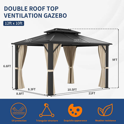 12 Ft. W x 10 Ft. D Aluminum Patio Gazebo
