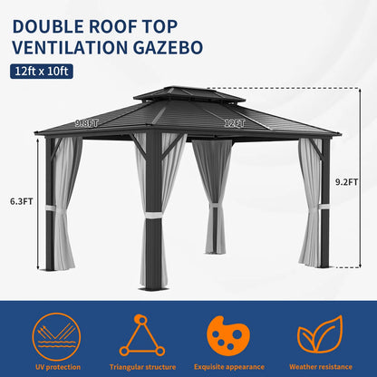 12 Ft. W x 10 Ft. D Aluminum Patio Gazebo