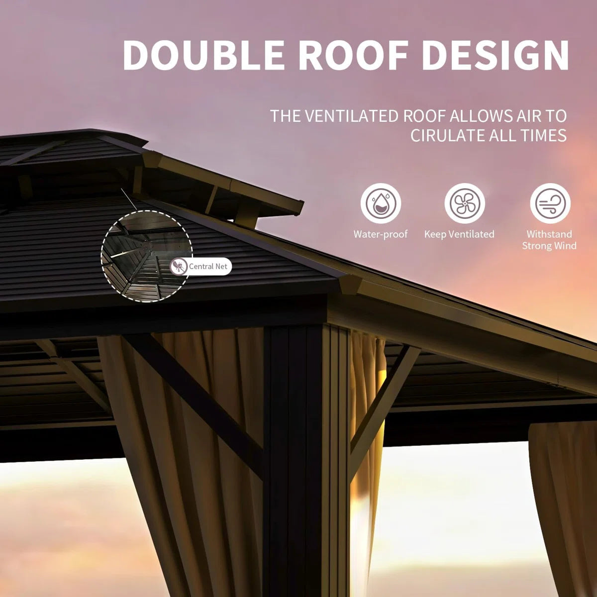 12 Ft. W x 10 Ft. D Aluminum Patio Gazebo