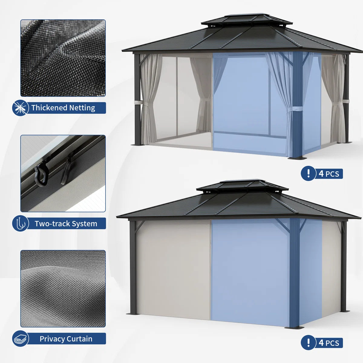 12 Ft. W x 10 Ft. D Aluminum Patio Gazebo