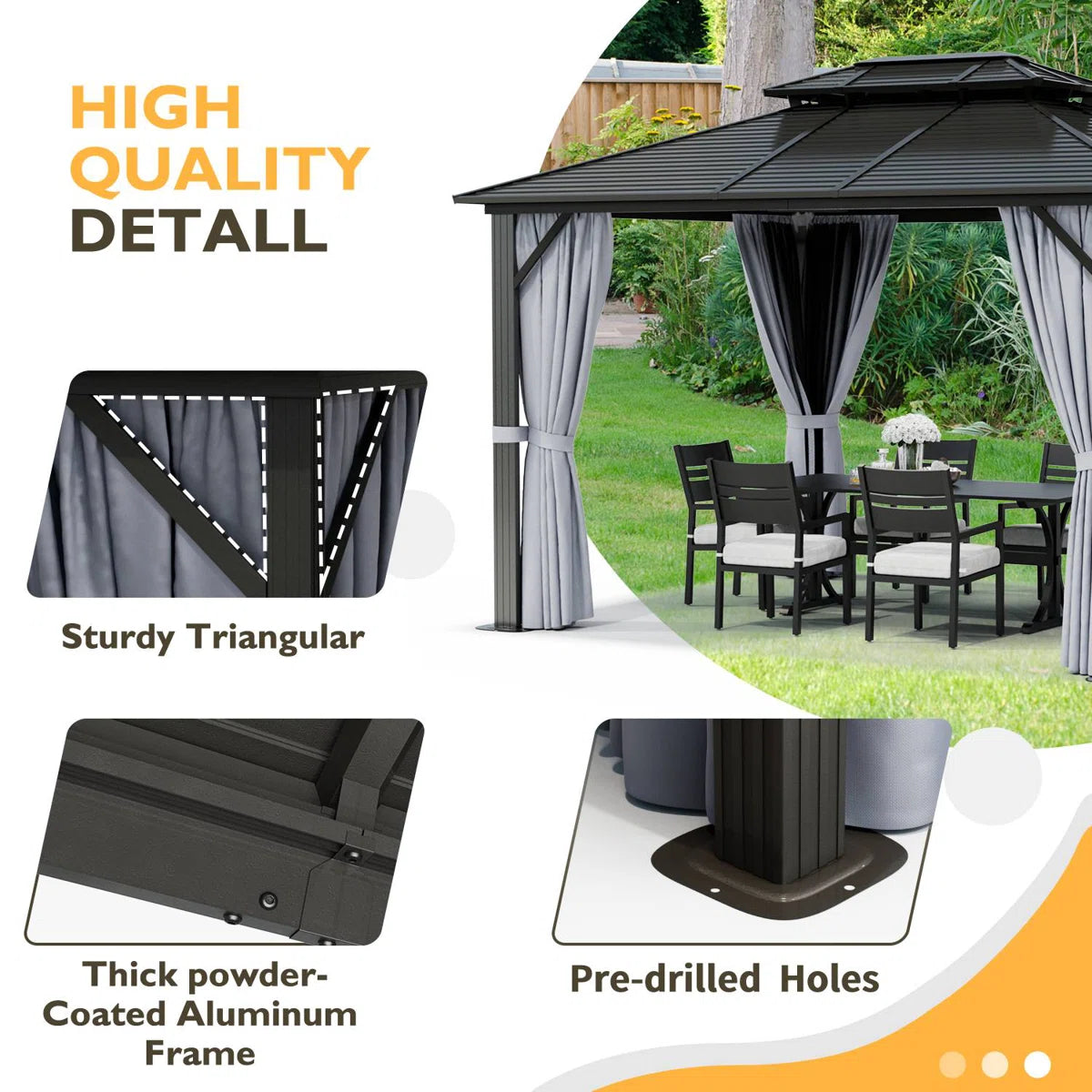 12 Ft. W x 10 Ft. D Aluminum Patio Gazebo
