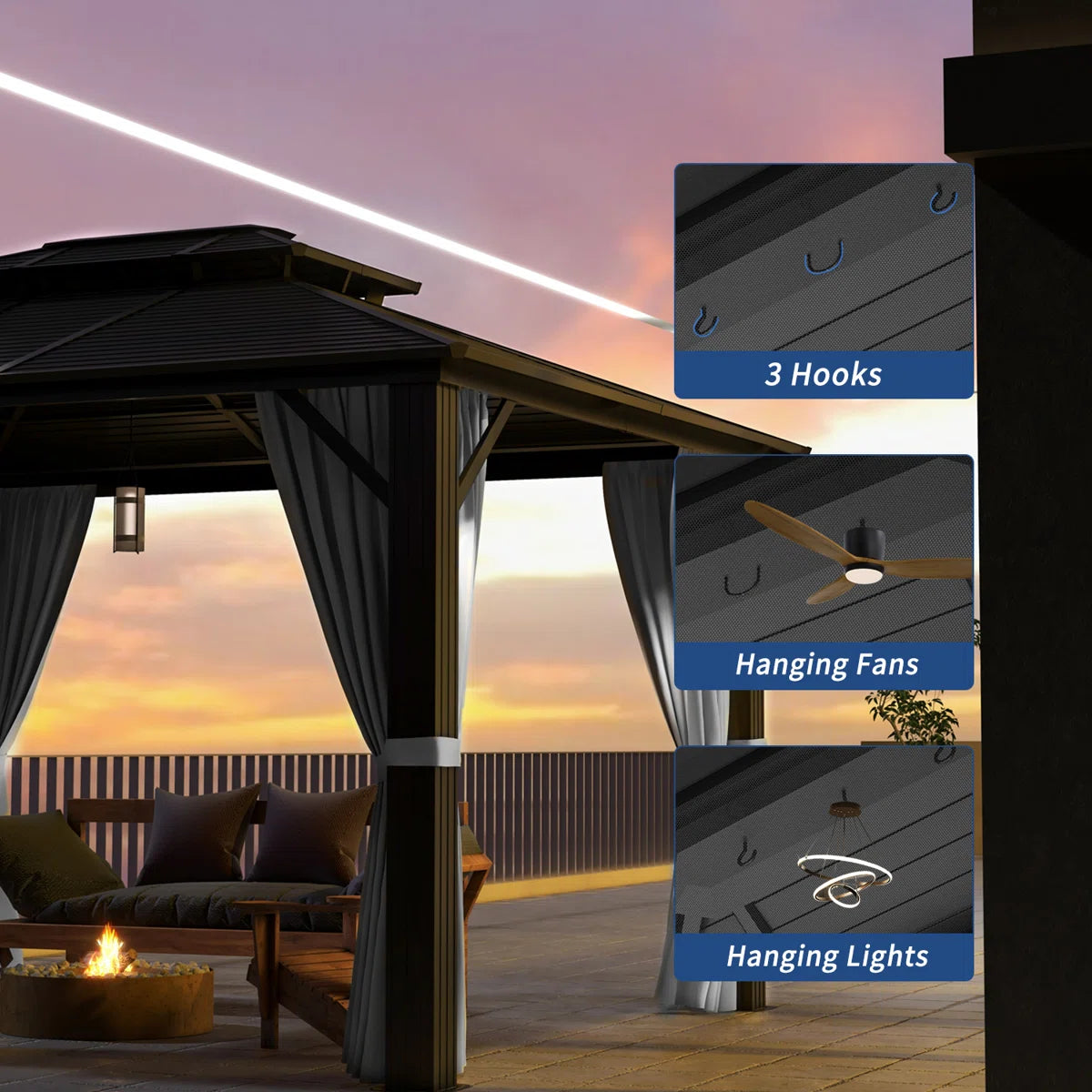 12 Ft. W x 10 Ft. D Aluminum Patio Gazebo