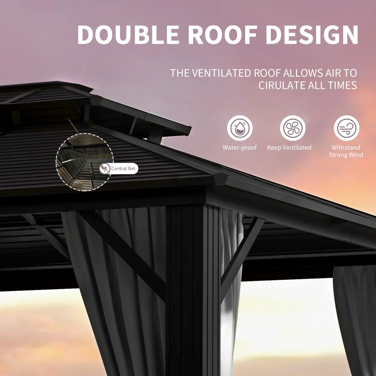 12 Ft. W x 10 Ft. D Aluminum Patio Gazebo