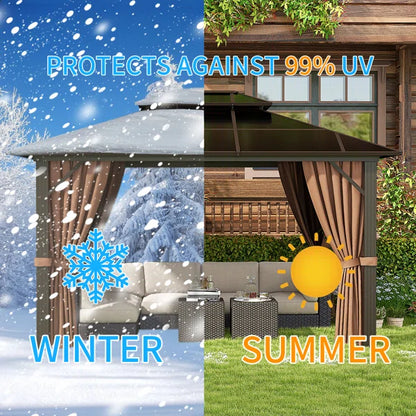 12 Ft. W x 10 Ft. D Aluminum Patio Hardtop Gazebo