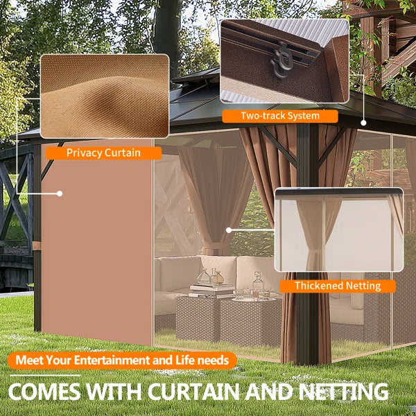 12 Ft. W x 10 Ft. D Aluminum Patio Hardtop Gazebo