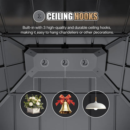 12 X 10 Ft. Soild Wood Gazebo Steel Double Hardtop Roof Gazebos