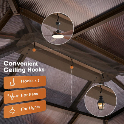 12ft W X 10ft D Aluminum Patio Hardtop Gazebo With String Lights