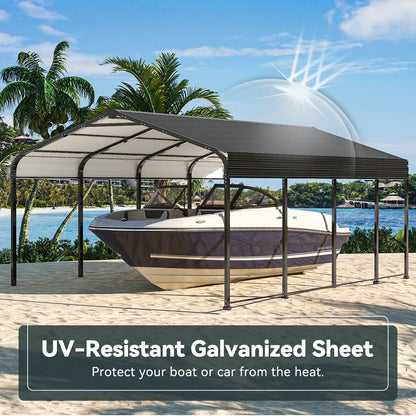 12x20 Ft Carport With Galvanized Steel Roof And Frame