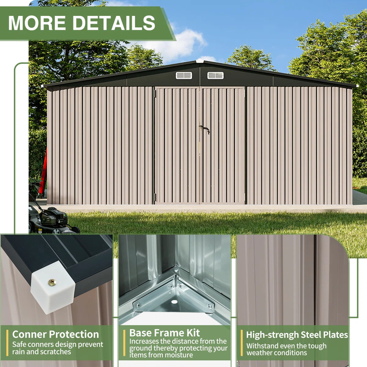14 Ft. W X 12 Ft. D Outdoor Metal Storage Shed