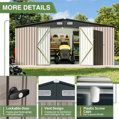 14 Ft. W X 12 Ft. D Outdoor Metal Storage Shed