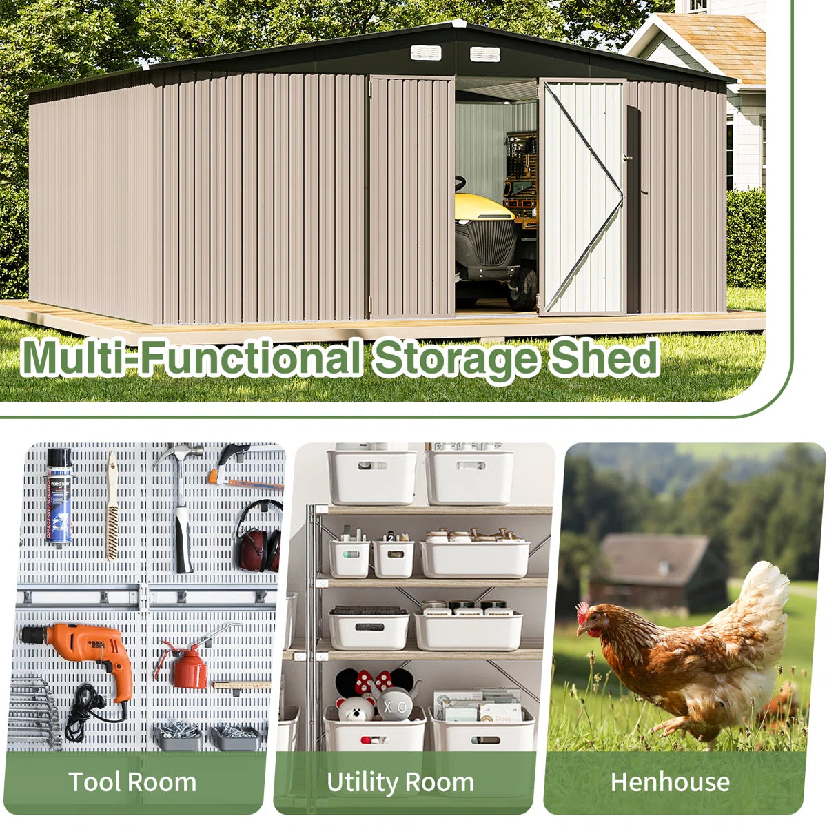 14 Ft. W X 12 Ft. D Outdoor Metal Storage Shed