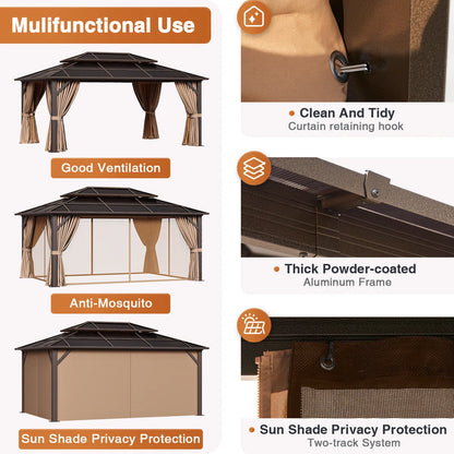 16 Ft. W X 12 Ft. D Double Roof Gazebo With String Lights