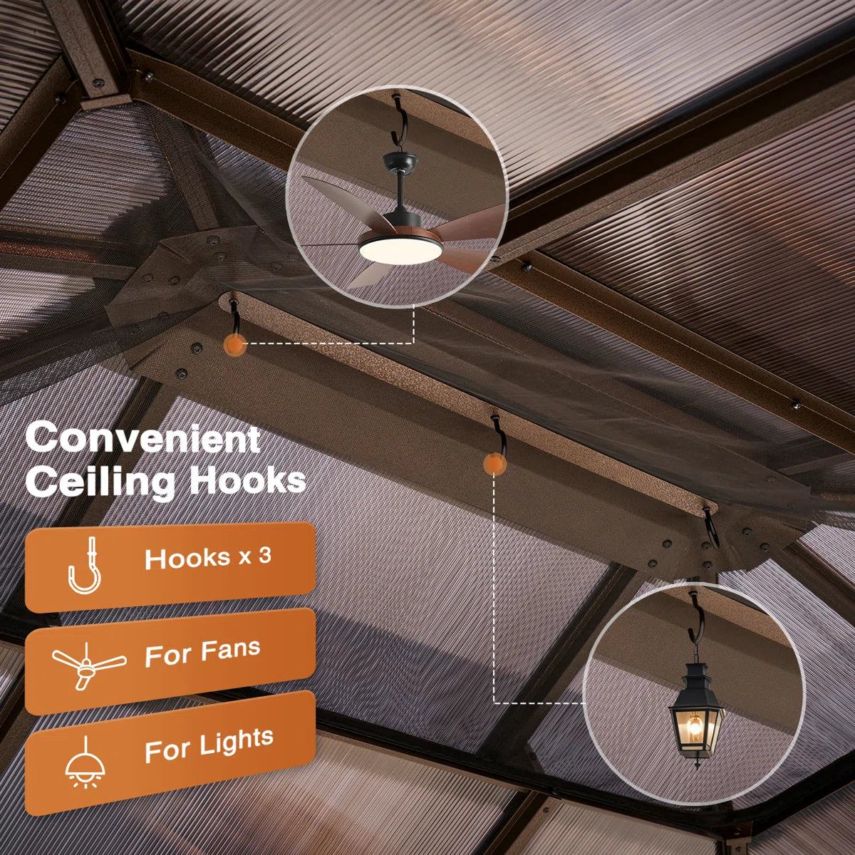 16 Ft. W X 12 Ft. D Double Roof Gazebo With String Lights