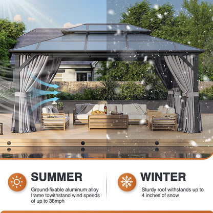 16 Ft. W X 12 Ft. D Metal Patio Gazebo