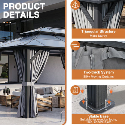 16 Ft. W X 12 Ft. D Metal Patio Gazebo