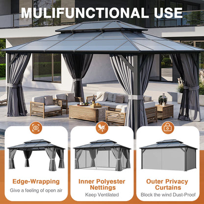 16 Ft. W X 12 Ft. D Metal Patio Gazebo