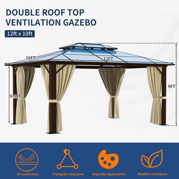12 Ft. W x 10 Ft. D Aluminum Patio Gazebo