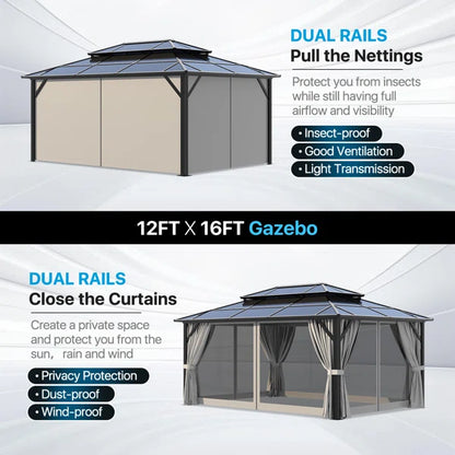 16 Ft. W x 12 Ft. D Aluminum Patio Gazebo