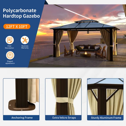 12 Ft. W x 10 Ft. D Aluminum Patio Gazebo