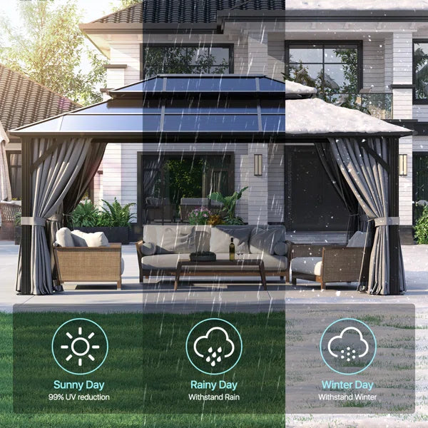 16 Ft. W x 12 Ft. D Aluminum Patio Gazebo