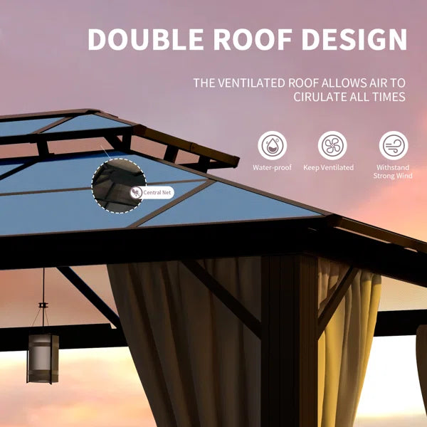 16 Ft. W x 12 Ft. D Aluminum Patio Gazebo