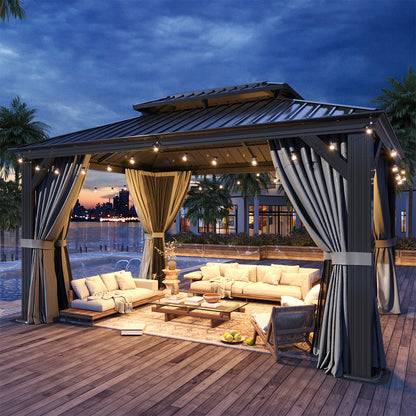 14 Ft. W X 10 Ft. D Metal With Water Guide Roof, 4.7inch Aluminum Post Patio Gazebo