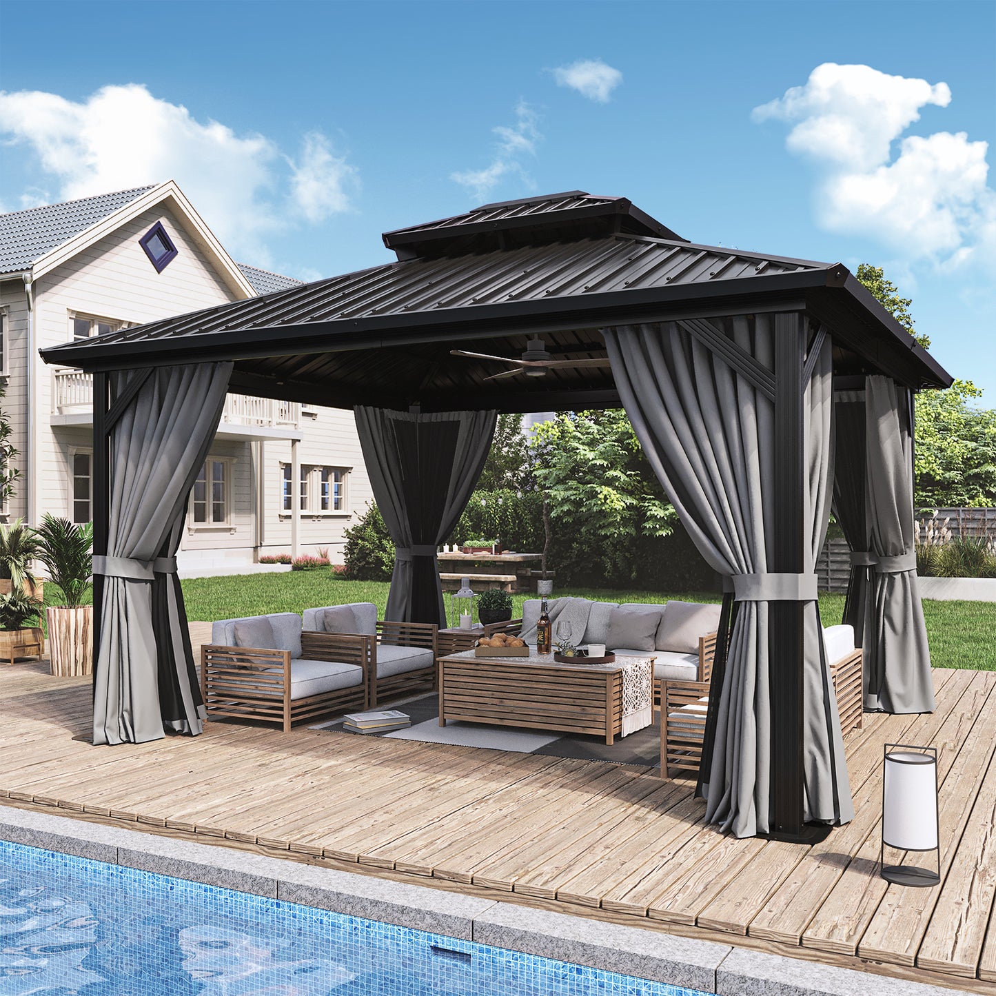 14 Ft. W x 12 Ft. D Metal Patio Gazebo