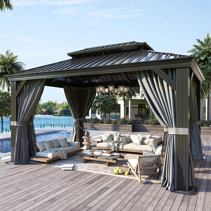 14 Ft. W X 10 Ft. D Metal With Water Guide Roof, 4.7inch Aluminum Post Patio Gazebo