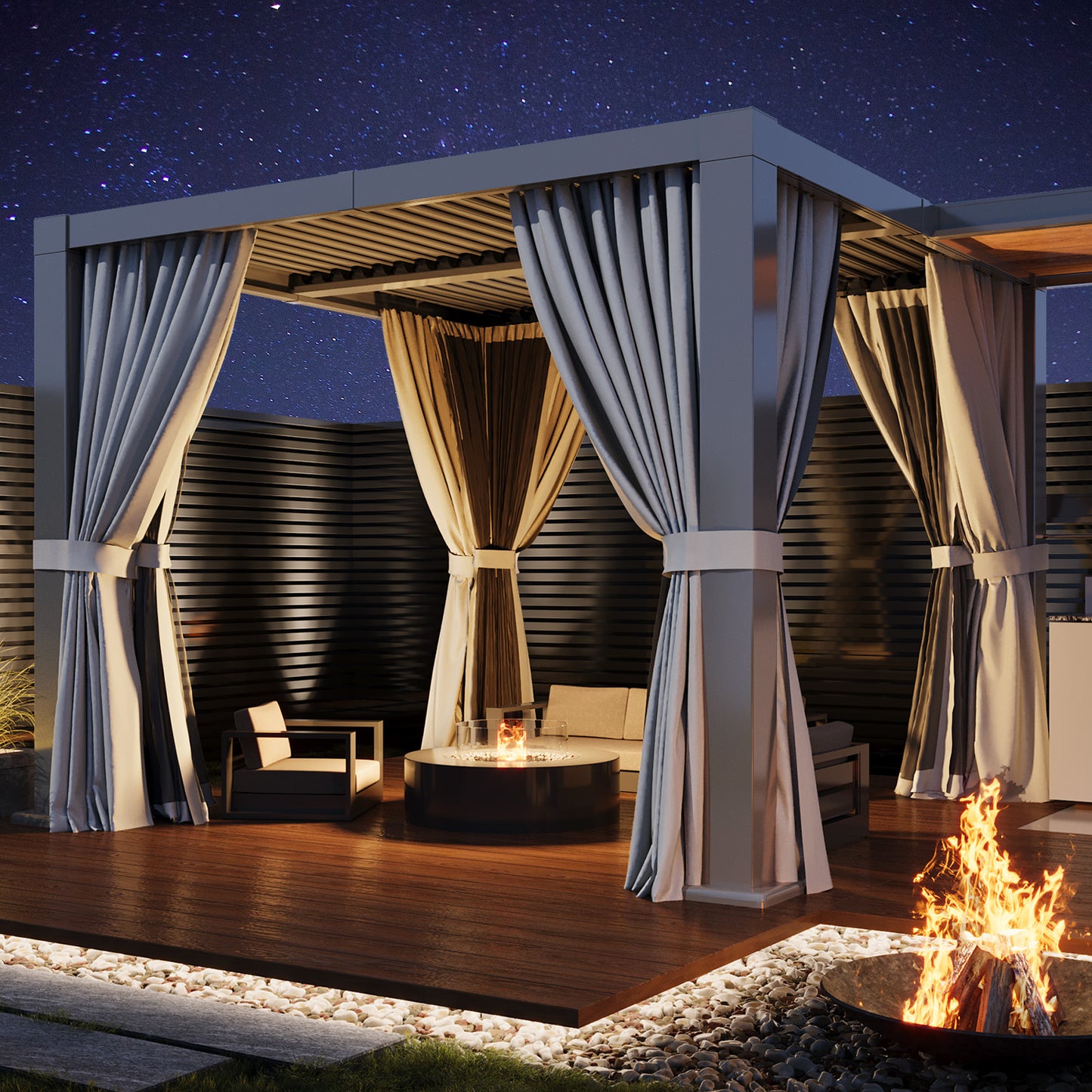 10 Ft. W x 10 Ft. D Outdoor Louvered Aluminum Pergola