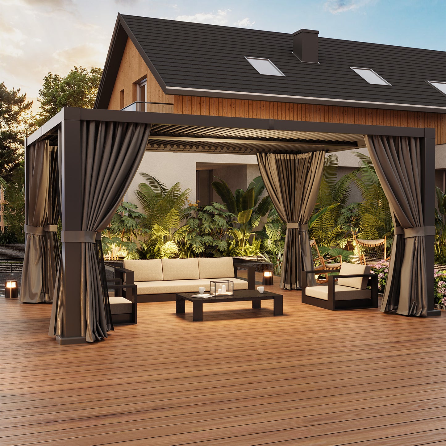 16 Ft. W x 12 Ft. D Outdoor Louvered Aluminum Pergola