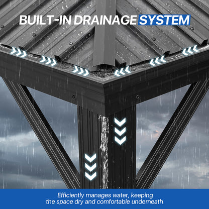 14 Ft. W X 10 Ft. D Metal With Water Guide Roof, 4.7inch Aluminum Post Patio Gazebo