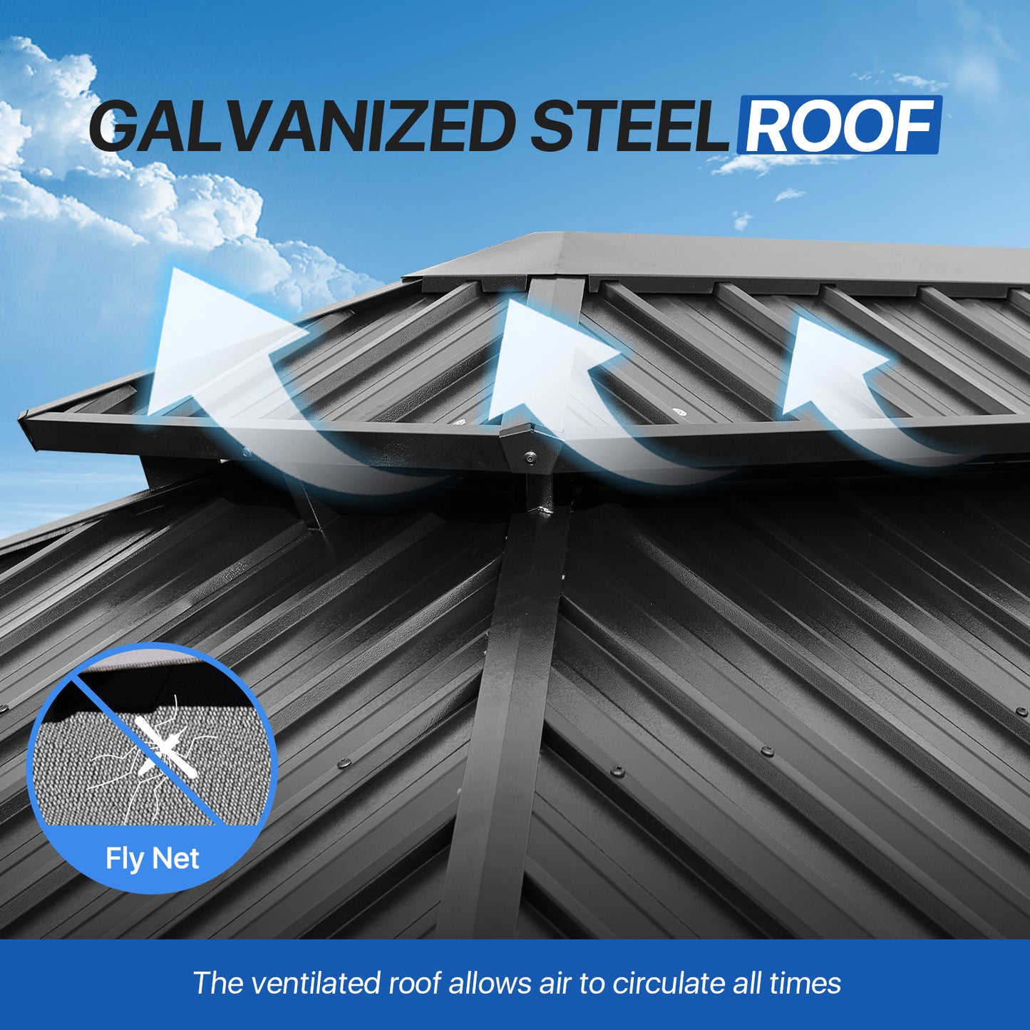 14 Ft. W X 10 Ft. D Metal With Water Guide Roof, 4.7inch Aluminum Post Patio Gazebo