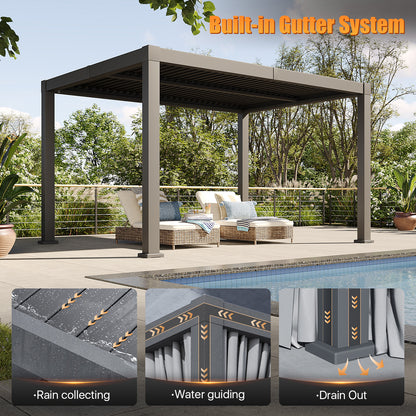 12 Ft. W x 10 Ft. D Outdoor Louvered Aluminum Pergola