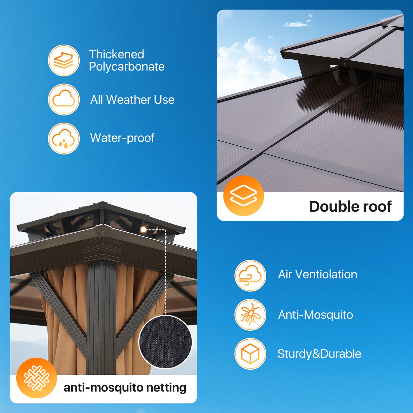 8 Ft. W X 8 Ft. D Aluminum Patio Hardtop Gazebo