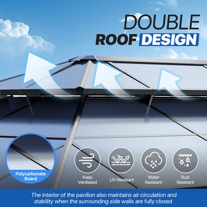 20 Ft. W X 12 Ft. D Aluminum Patio Hardtop Gazebo