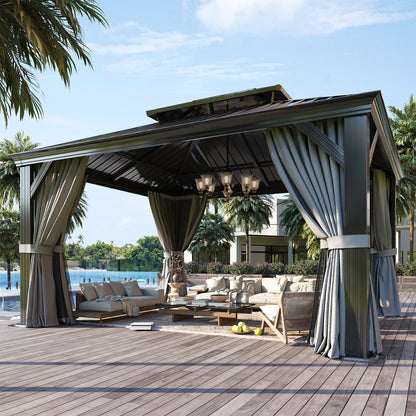 14 Ft. W X 12 Ft. D Metal With Water Guide Roof, 4.7inch Aluminum Post Patio Gazebo