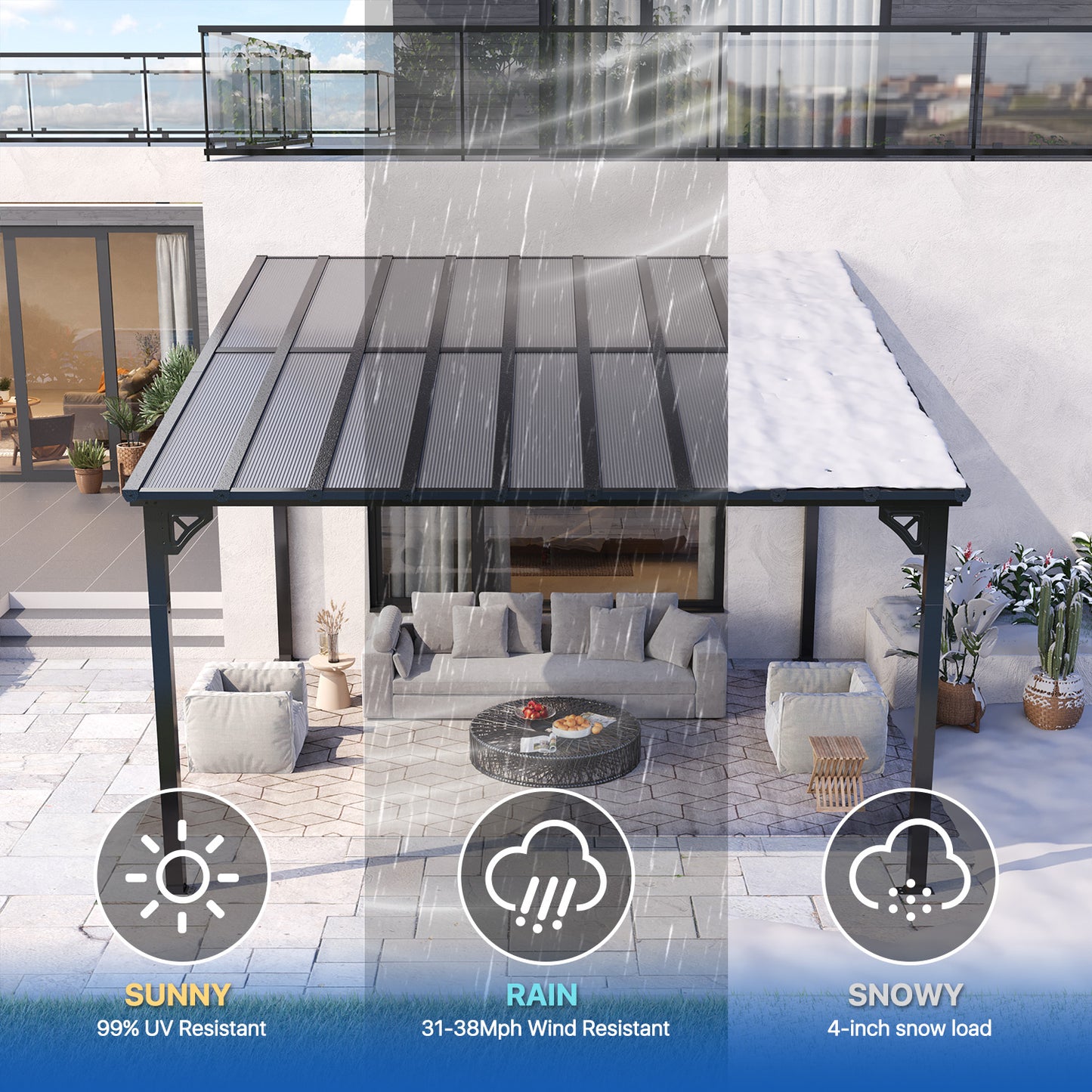 12 Ft. W X 12 Ft. D Metal Pergola With Canopy