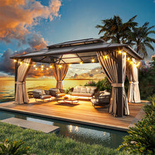 16 Ft. W X 12 Ft. D Double Roof Gazebo With String Lights